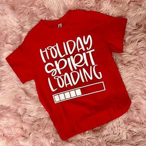 NEW  Women's Christmas Holiday Spirit Loading Graphic Tee Shirt
